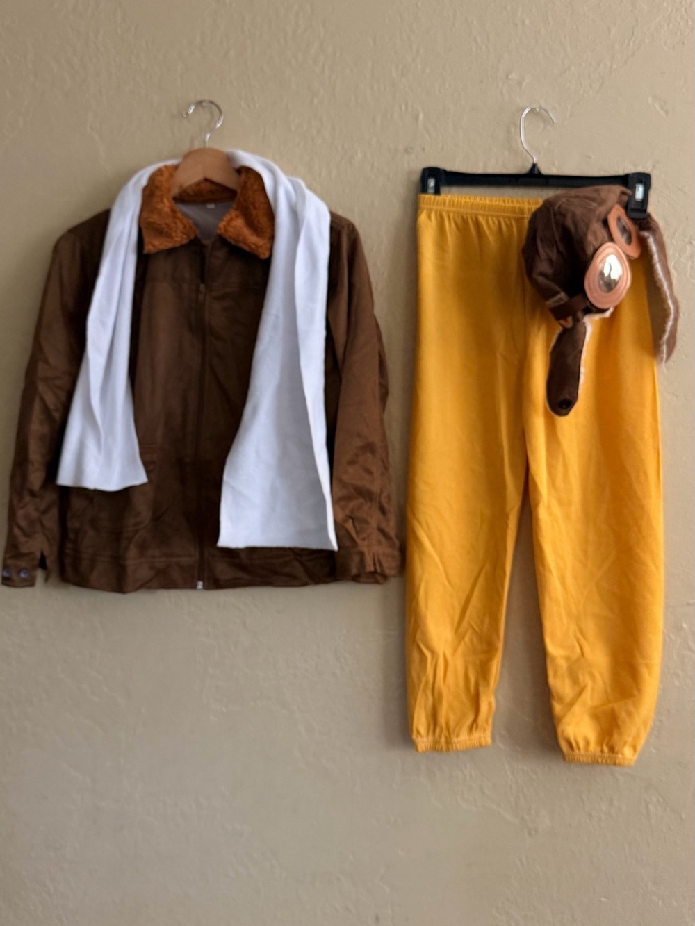 Kids Brown Aviator Jacket and Yellow Pants Costume with White Scarf
